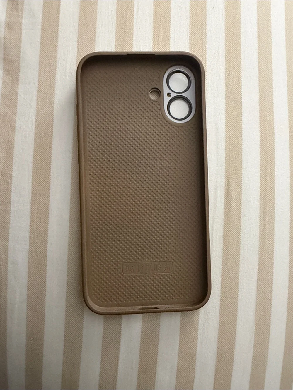 Tan/Taupe Protective Phone Case with Raised Camera Ring - iPhone16 Plus